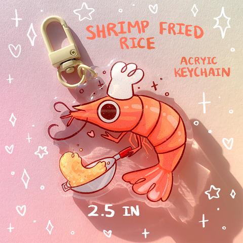 Shrimp Fried Rice 2.5 Inch Glitter Acrylic Charm