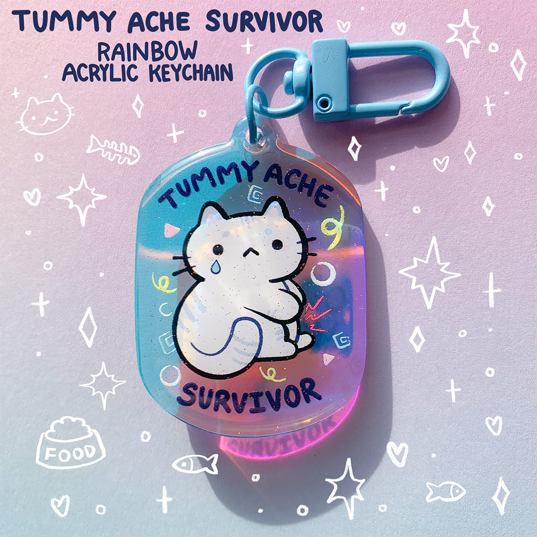 Tummy Ache Survivor 2 Inch Rainbow Acrylic Charm